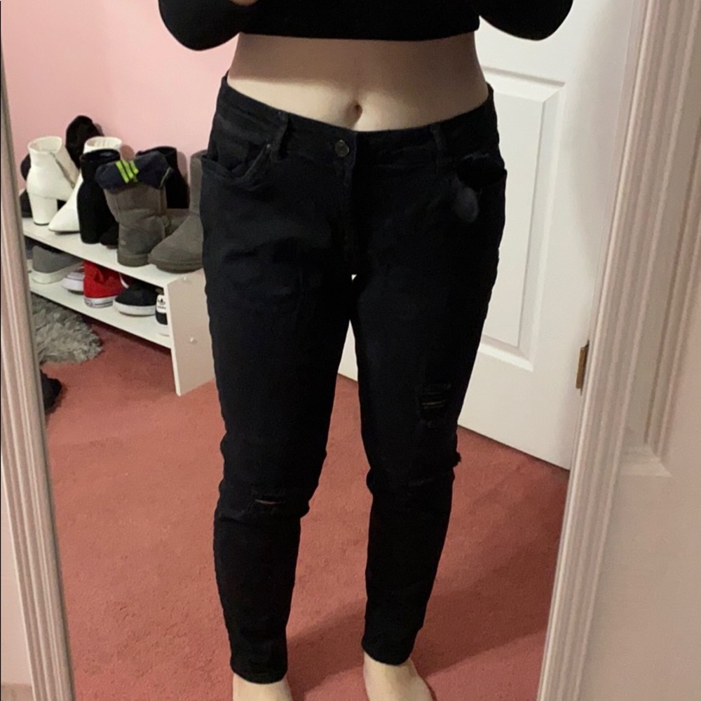black ripped jeans